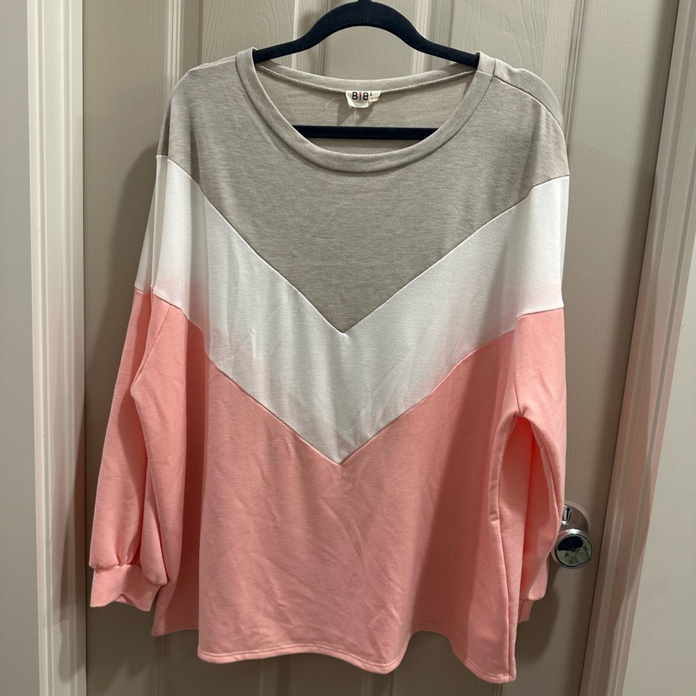 Bibi Women's Pink and Beige Colorblock Top